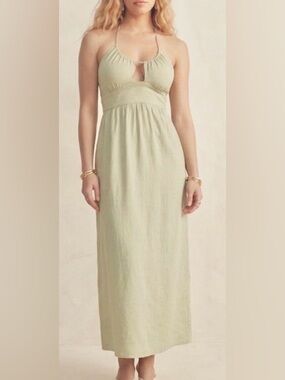 Mango Pistachio Linen Green Halter Maxi Sundress: Size XL (runs small =10 USA)